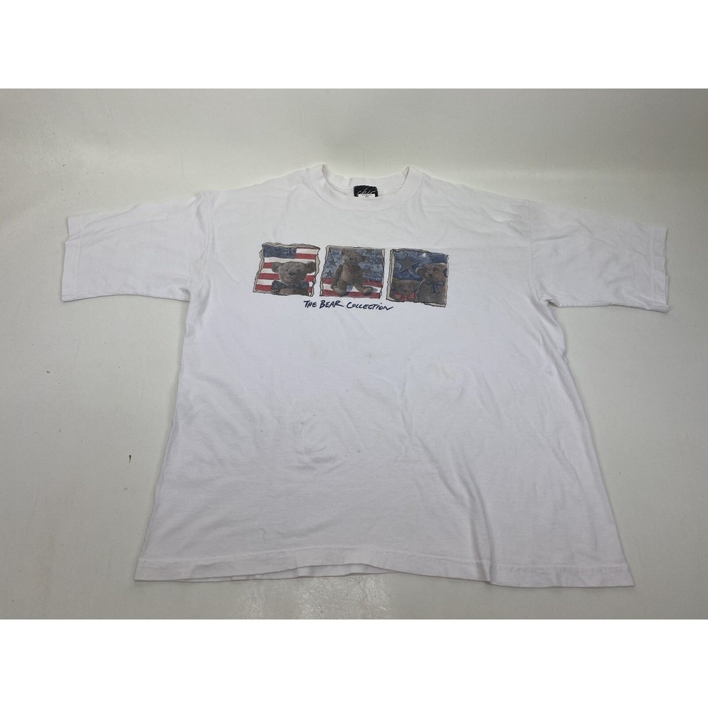 Vintage Single Stitch T‎ Shirt The Bear Collection Chic Size XL USA Flag